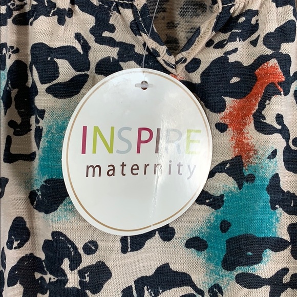Maternity Top Blouse Inspire Black Tan S NWT Stretchy Pullover Animal Print - Picture 8 of 8